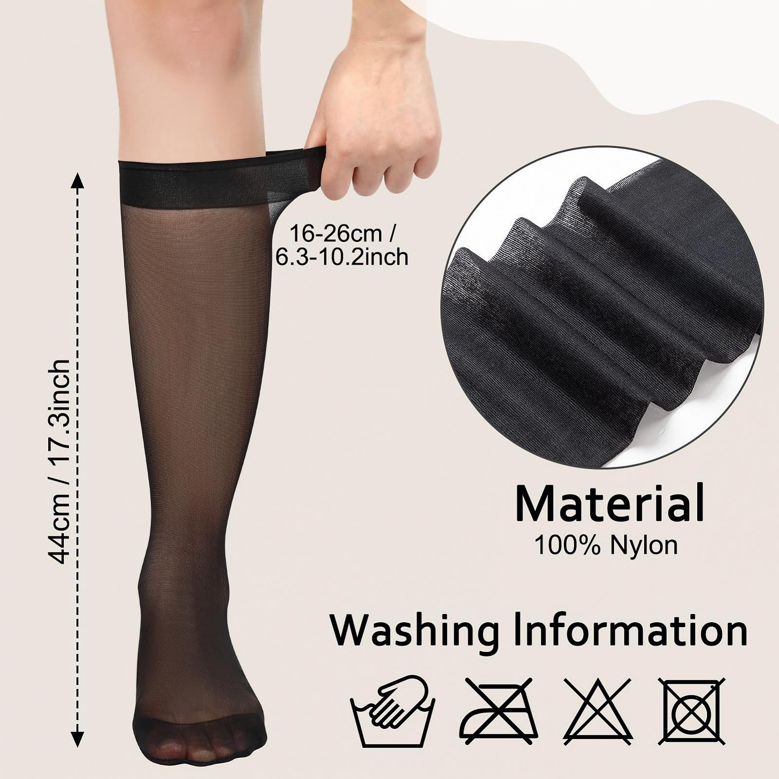 Комплект нейлоновых носков 6 пар, 20 ден, матовые прозрачные носки, женские чулки до колена, тонкие чулки, дышащие нейлоновые чулки, шелковые чулки (Черный, Телесный), фото №7