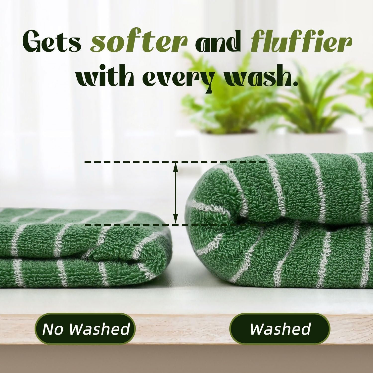 Набір рушників Jacquotha Green Stripe 2 штуки 14" x 29" Лісовий зелений, фото №4