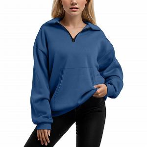 Женский Свитшот на молнии Модный Спортивный Длинный рукав Тонкий Свободный крой - Фото 1