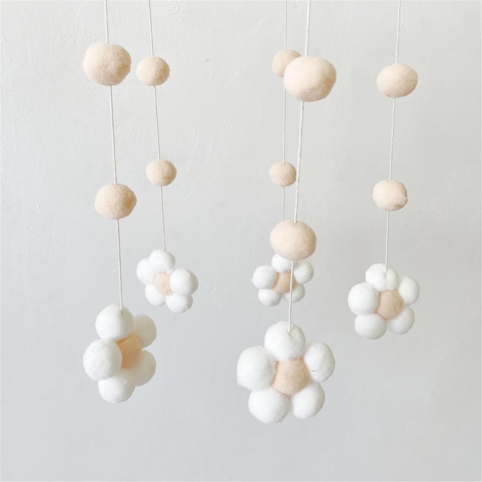 Мобиль Baby Wind Chimes Войлочные Шарики 3D Цветы Детская Кровать Мобиль Деревянные Колокольчики Погремушка Игрушка Кровать Колокольчик Для Детской Кроватки Мальчики Девочки Хаки, фото №5