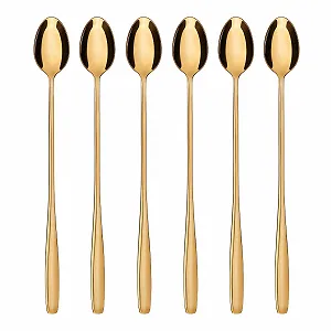 Ложка для лате макіато GRÄWE Königstein, набір 6 штук, золотий колір, довгі - Фото 1