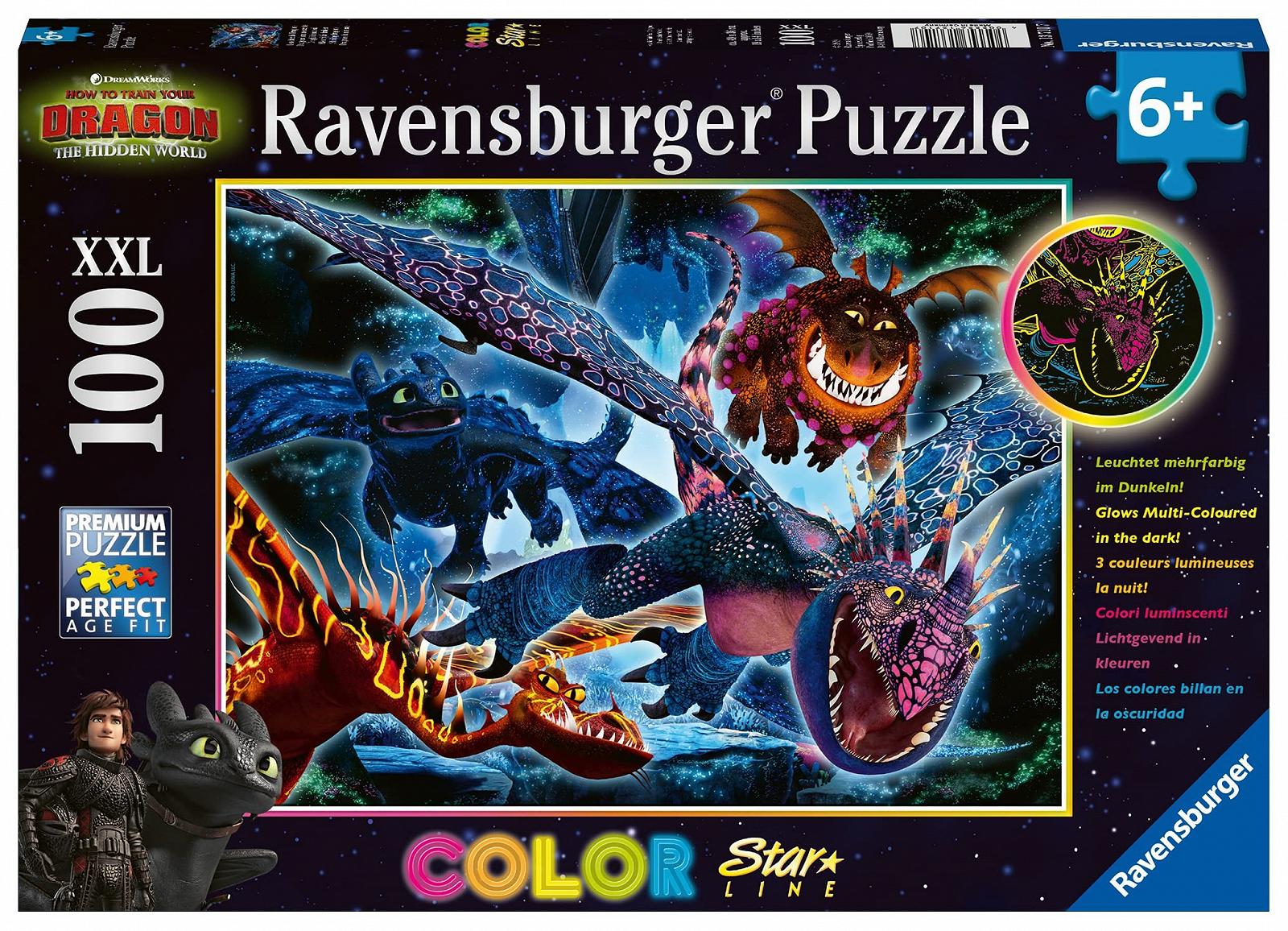 Детский пазл Ravensburger 13710 Luminous Dragons 100 деталей, фото №1