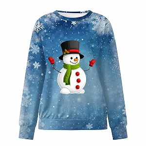 Праздничная рождественская толстовка Cosy Look, женская рождественская толстовка, пуловер с круглым вырезом, рубашка с длинными рукавами, осенние топы Dz Sweatshirt - Фото 1