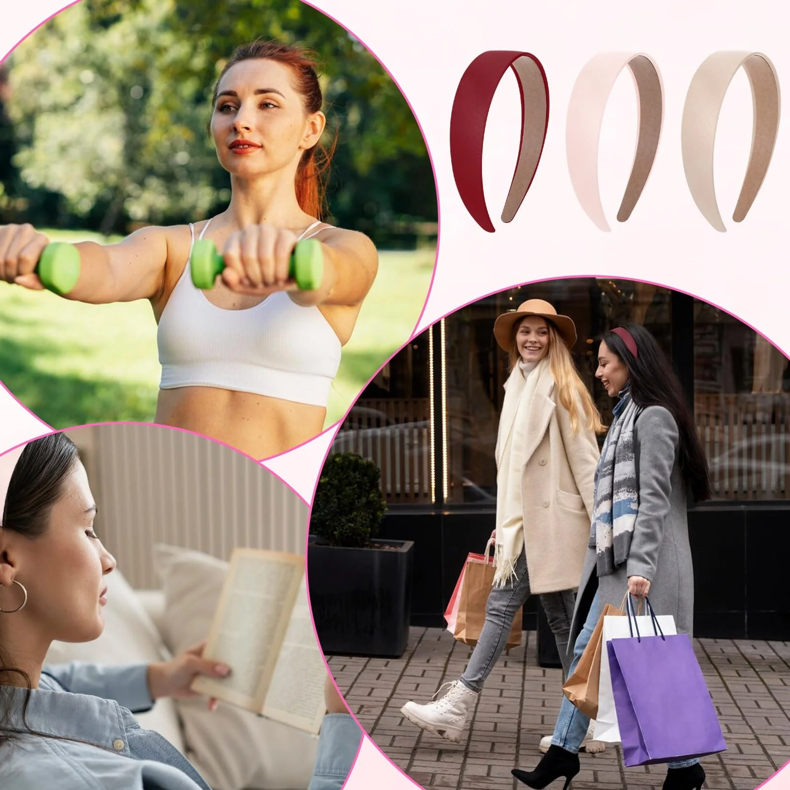 Обруч Атласный Широкий Однотонный, фото №5