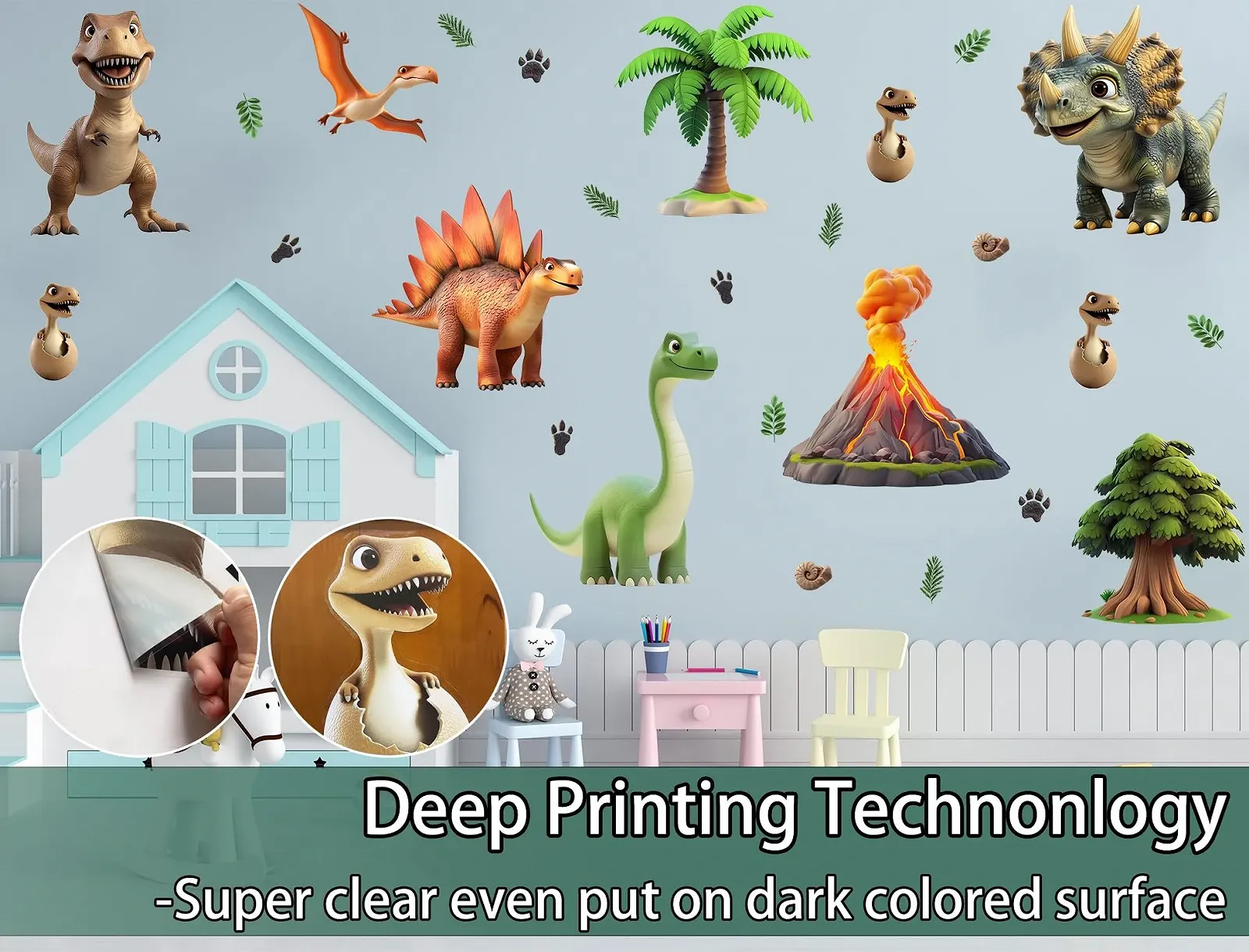 Наклейки на стену Динозавры 4 листа 36 штук, фото №3