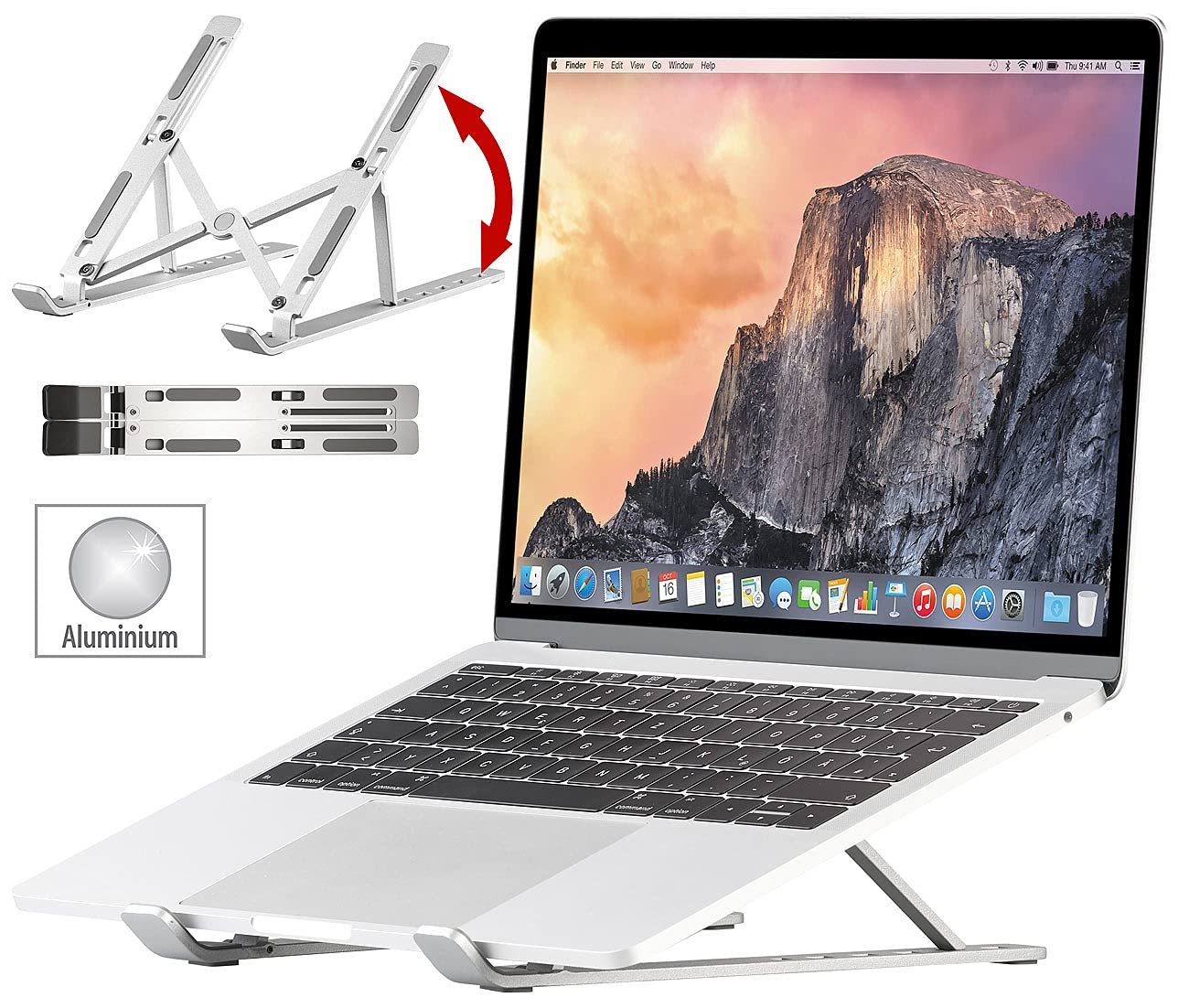 Подставка для ноутбука PEARL Алюминиевая Портативная до 39,5 см (15,6 дюймов) 6 Углов наклона, фото №3