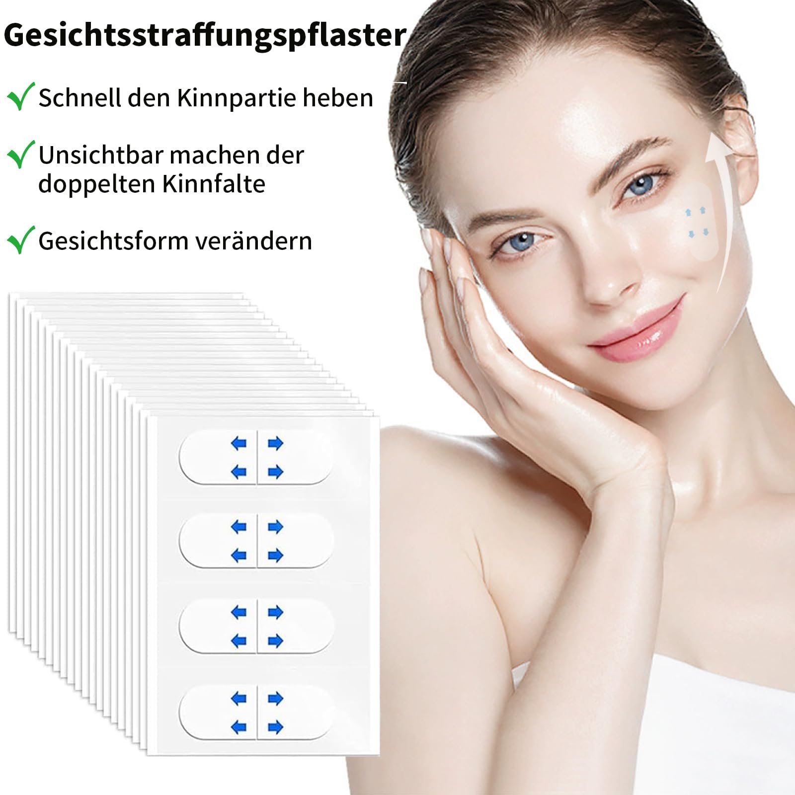 Наклейки для підтяжки обличчя Yuiturt, 120 шт., невидима стрічка, фото №3