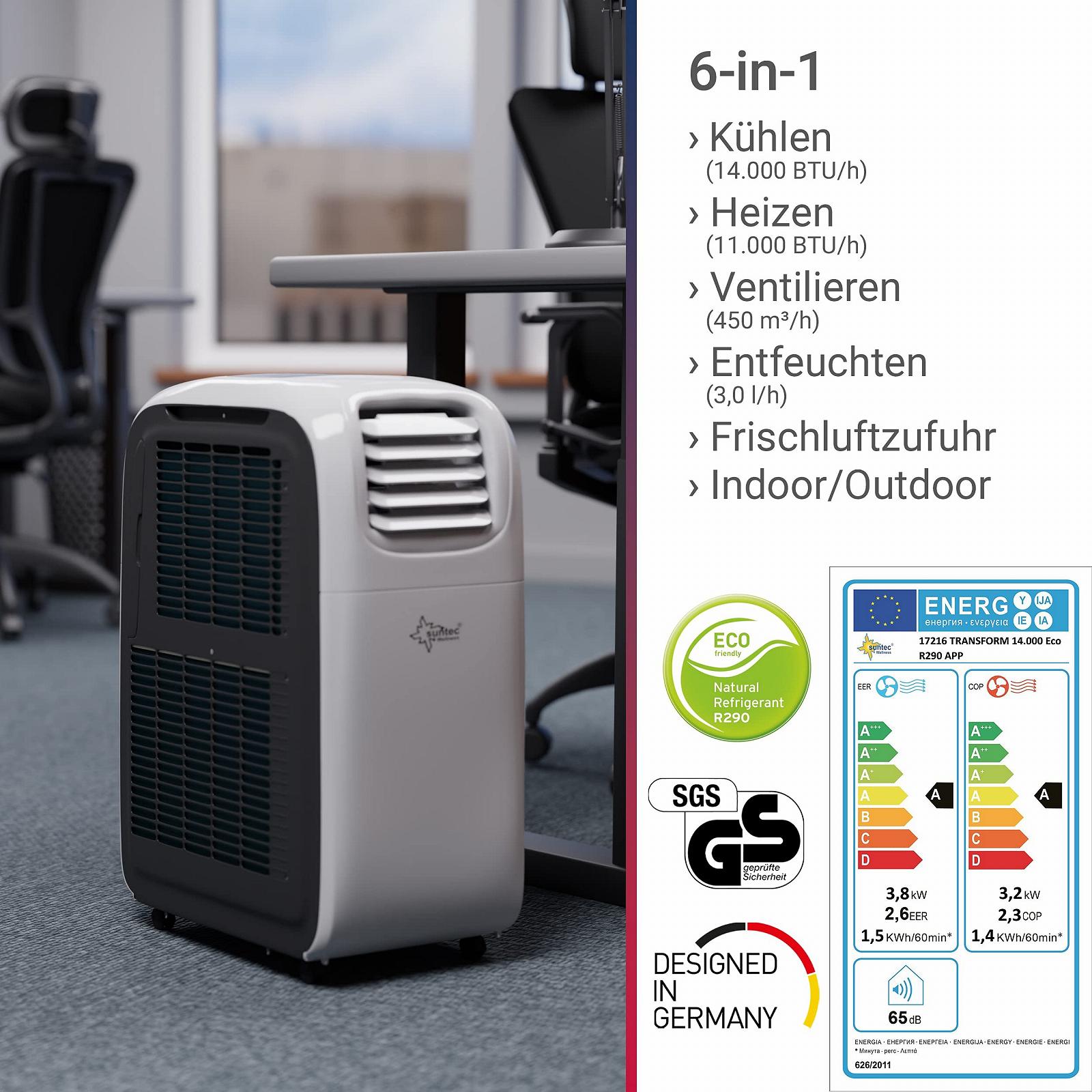 Мобільний кондиціонер SUNTEC Transform 14,000 Eco R290 App 14,000 BTU, фото №2