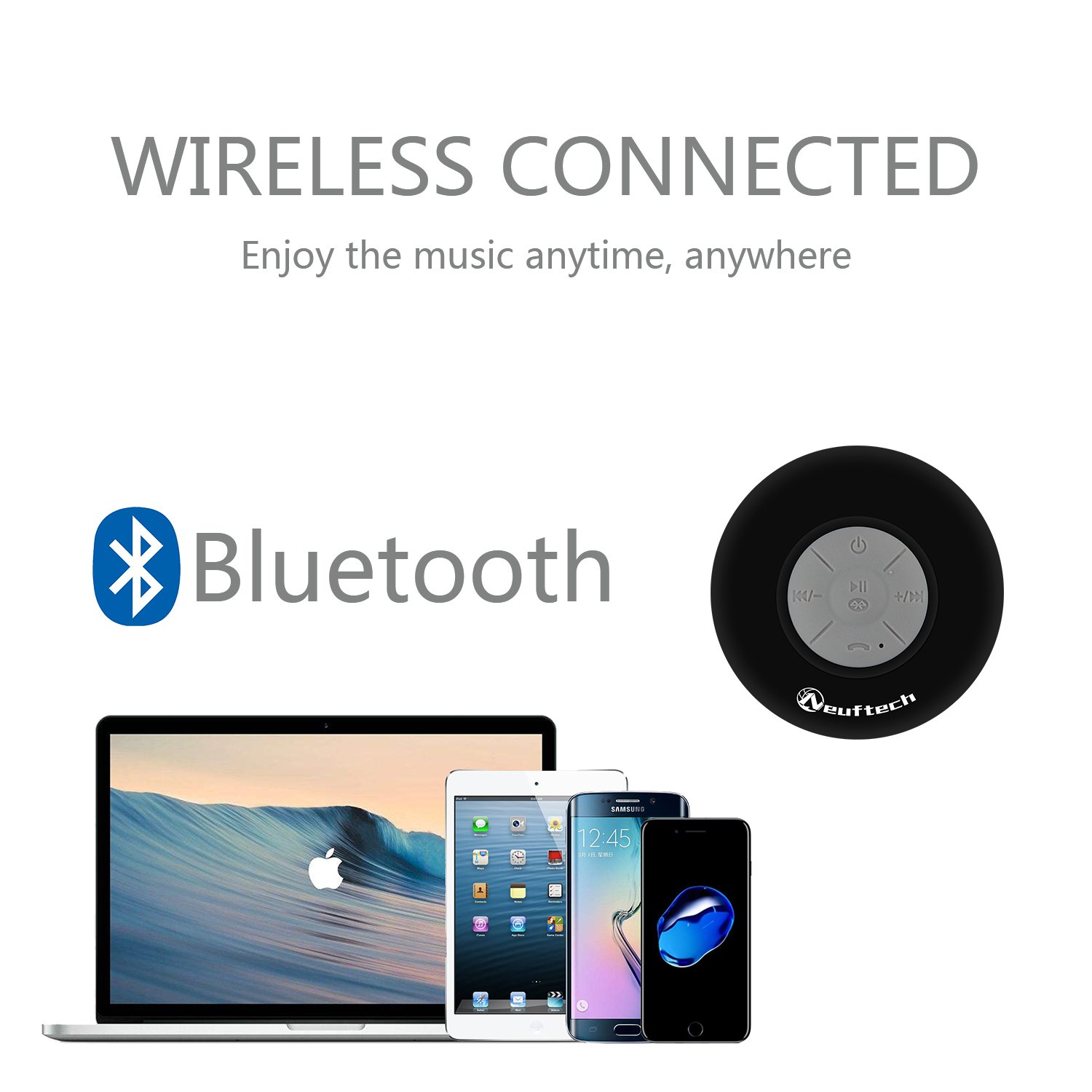 Портативна колонка Neuftech Wireless Bluetooth 5.2 з присоскою Водонепроникний iPhone 14 Plus/Pro/Pro Max/SE/13/12/11/XR Samsung Galaxy Z Flip5/Galaxy S23, фото №5