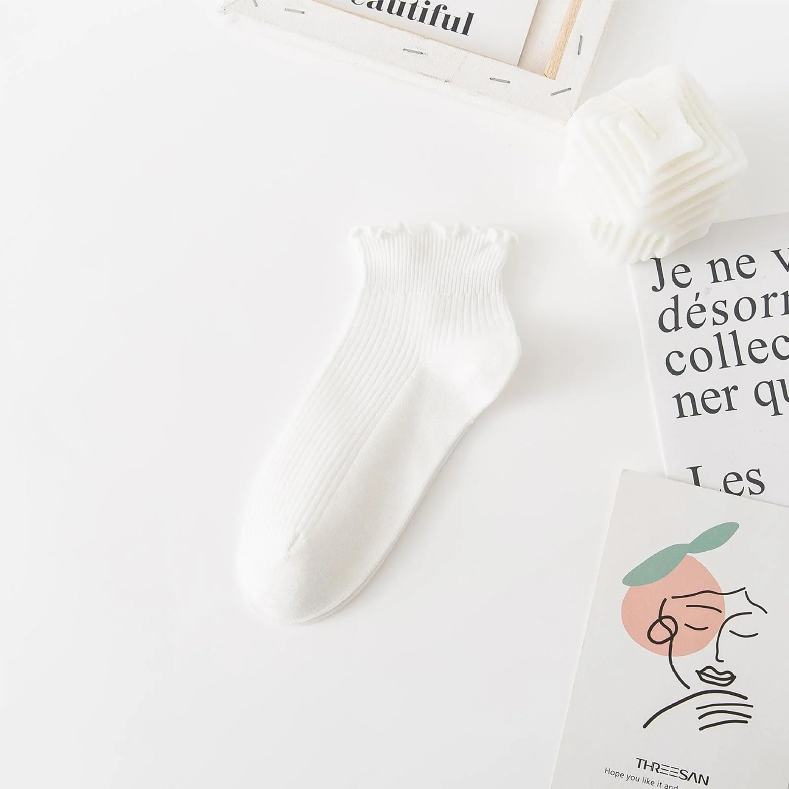 Носки DRESHOW Вязаные Хлопковые Носки-гольфы Женские Дышащие Повседневные Носки для Щиколоток для Девушек, фото №6