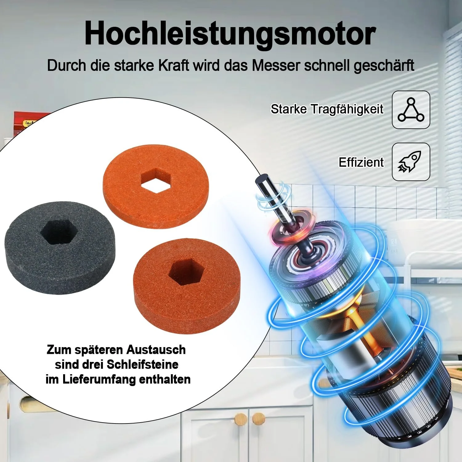 Точило для ножів електричне Diamond професійне 4-в-1 малошумне, фото №3