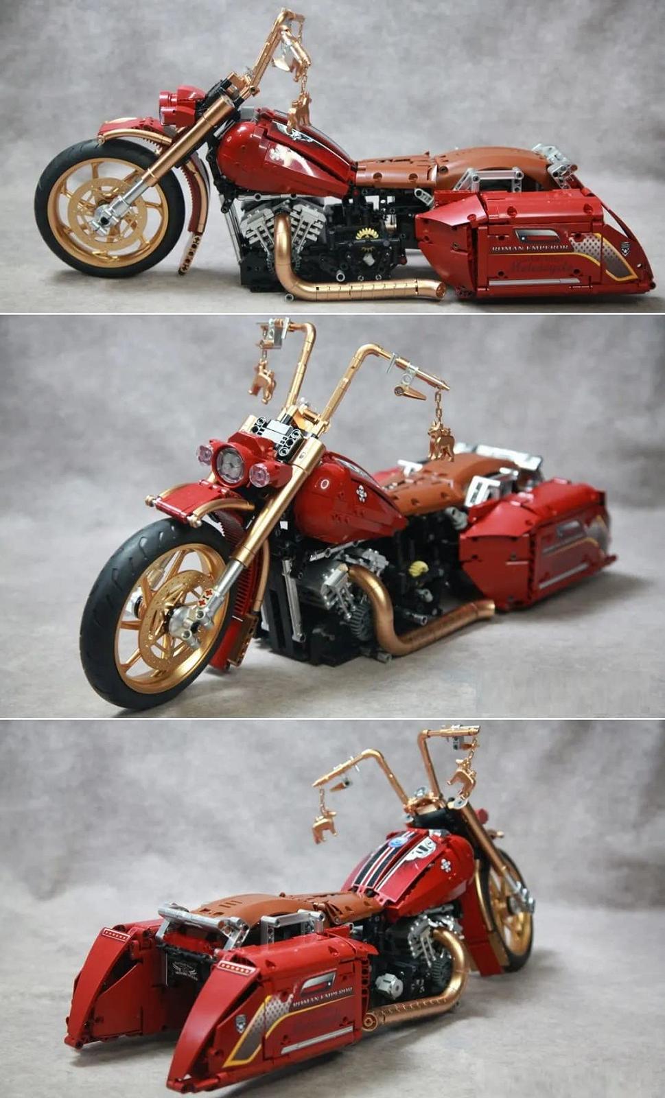 Мотоцикл Technik Harlay Davidson Road King 1:5 2111 деталей Зажимные блоки MOC Набор Совместим с Harley Davidson Technology, фото №5