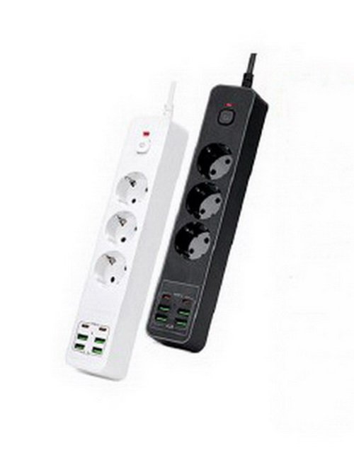 Мережевий фільтр живлення BKL 03 подовжувач 2м на 3 роз'єми 4USB 2Type-C Port, фото №2