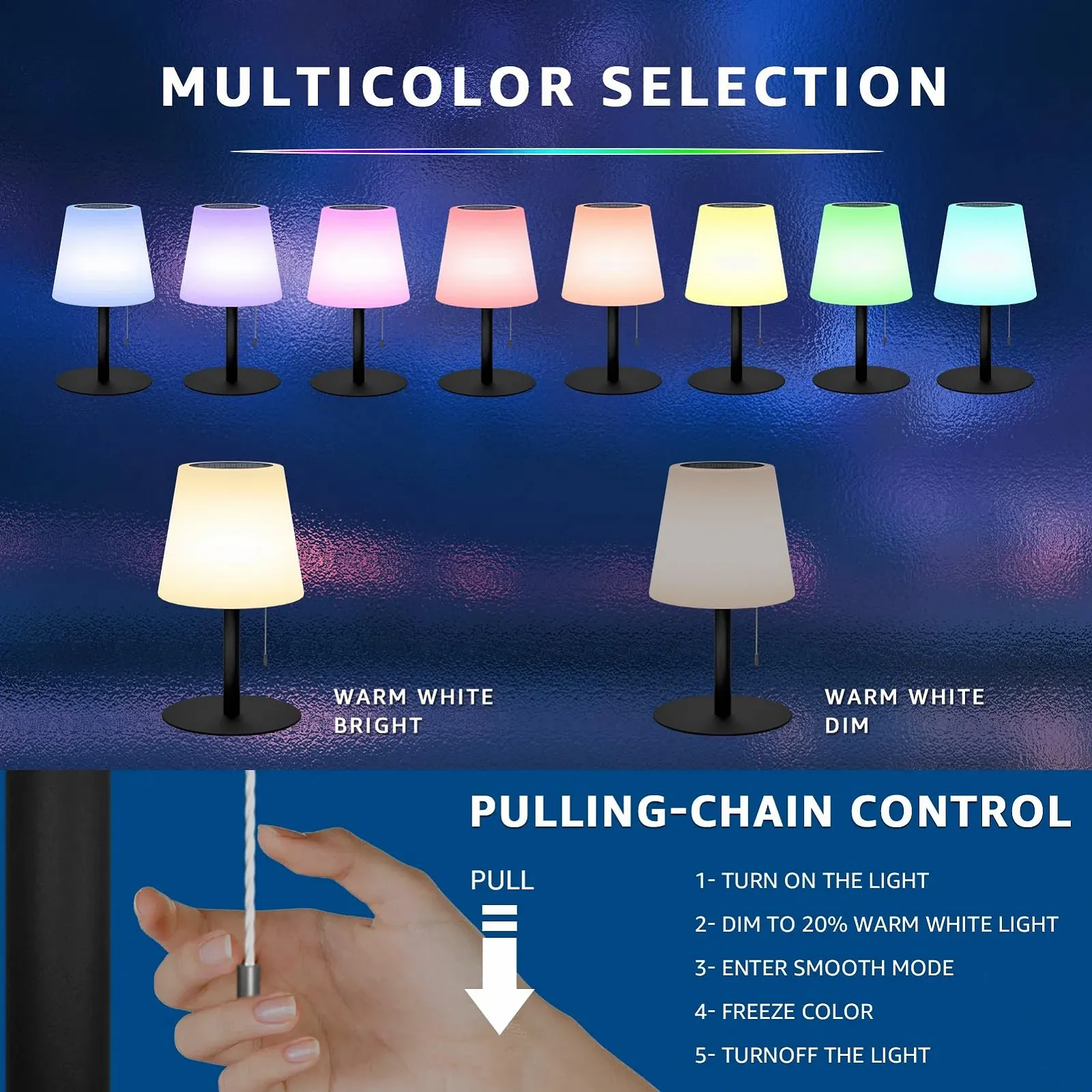 Настільна лампа LED на сонячній батареї бездротова 2-в-1 IP44 водонепроникна Сірий, фото №3