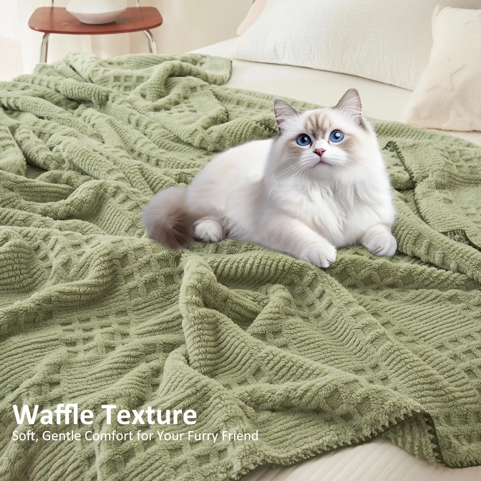 Плед Bibykivn Мягкий плед 150 x 200 см, Пушистый плед, Мягкое вафельное пике, Зеленый, 150, фото №5 Плед Bibykivn Мягкий плед 150 x 200 см, Пушистый плед, Мягкое вафельное пике, Зеленый, 150, фото №5