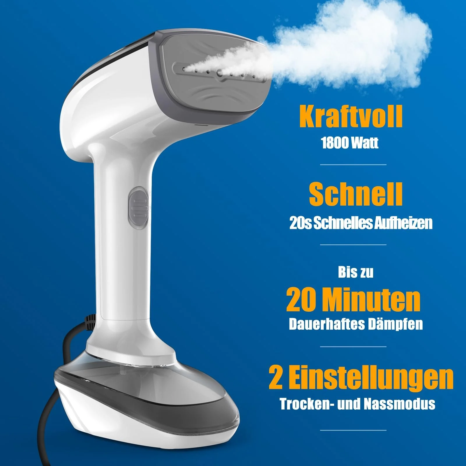 Вертикальний відпарювач 1800W 20г/хв 300мл 220V Портативний 2-в-1, фото №2