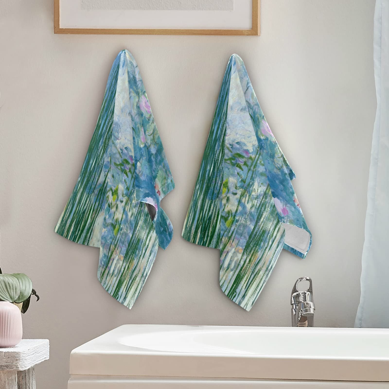 Набір рушників Monet Water Lily Willow Floral Pattern 14,2 x 28 дюймів 2 шт., фото №2