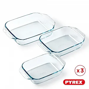 Набор форм для запекания Pyrex Irresistible 8023510 Прямоугольные Стеклянные Прозрачные 30.8 x 11.6 мм x 41.8 см 3 шт. synthetic.ua - Фото 1