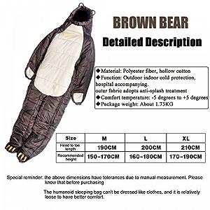 Спальний мішок Lightweight Mummy для дорослих з отворами для рук і ніг 4 сезони L synthetic.ua - Фото 1