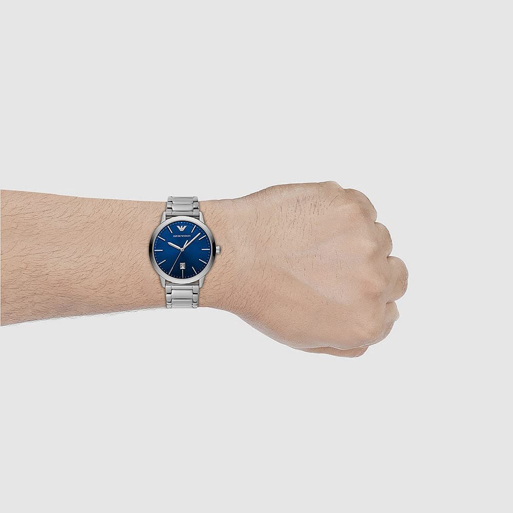 Чоловічий годинник Emporio Armani Three Hands, корпус з нержавіючої сталі, розмір корпусу 43 мм, синій, Dress, фото №14