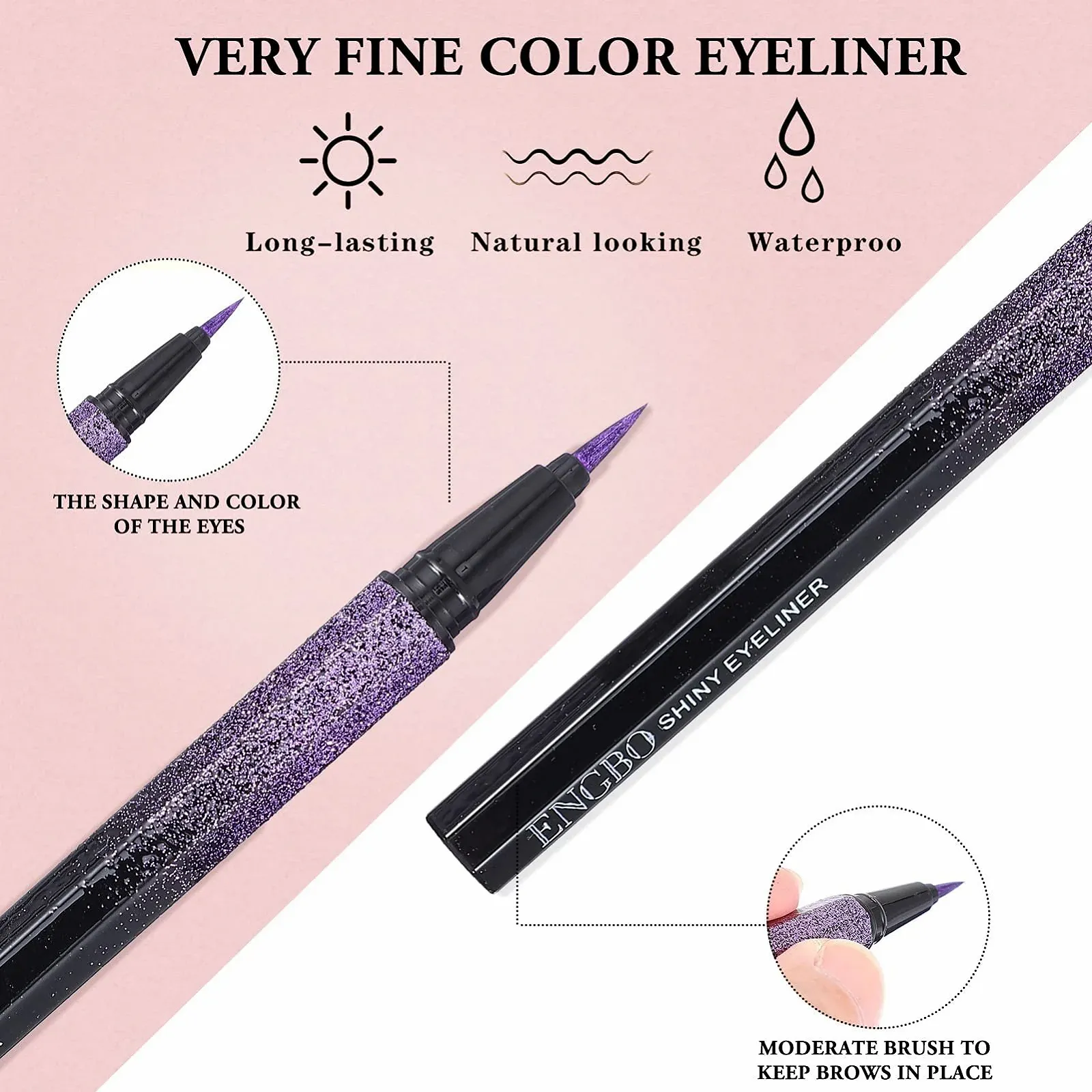 Підводка Beaupretty фіолетового кольору, водостійка, з блискітками., фото №5 Підводка Beaupretty фіолетового кольору, водостійка, з блискітками., фото №5