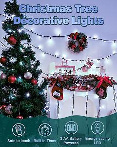 Гирлянда Dalugo 3 м 30 LED Холодный Белый, питание от батареи, таймер, зеленый кабель synthetic.ua - Фото 1
