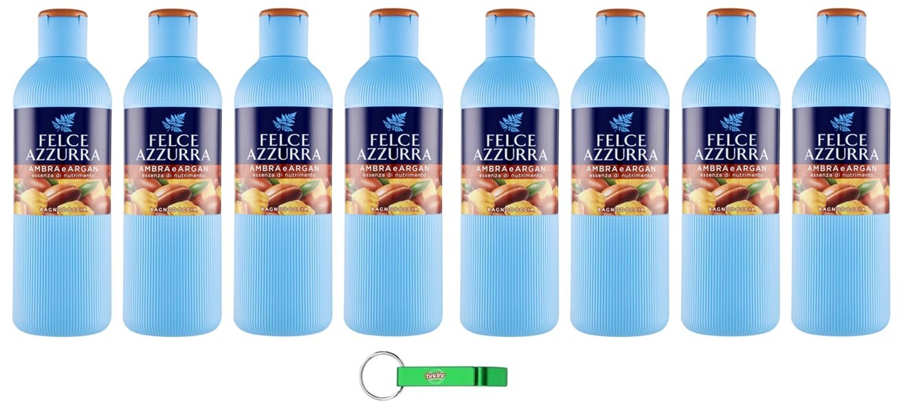 Гель для душу Felce Azzurra Ambra e Argan Бурштин та Арган 650 мл 8 шт. + брелок Beni Culinari, фото №1