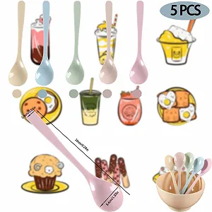 Набор из 5 многоразовых ложек Plastic Colourful, 16 см, разноцветные synthetic.ua - Фото 1