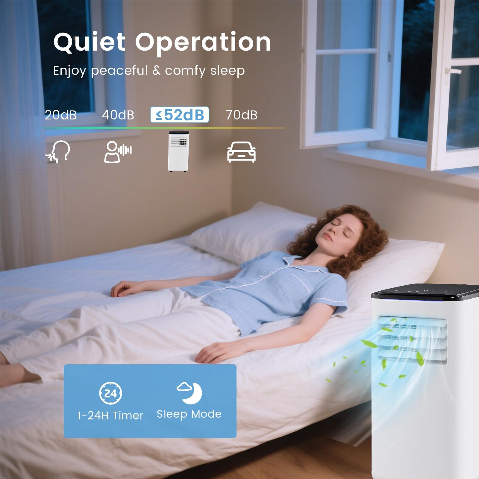 Мобільний кондиціонер SOARS 9000 BTU 4-в-1 LED-дисплей 24-годинний таймер, фото №6