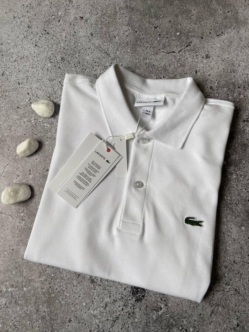 Мужское белое поло Lacoste брендовая повседневная футболка с воротником ласкосте, фото №6 Мужское белое поло Lacoste брендовая повседневная футболка с воротником ласкосте, фото №6