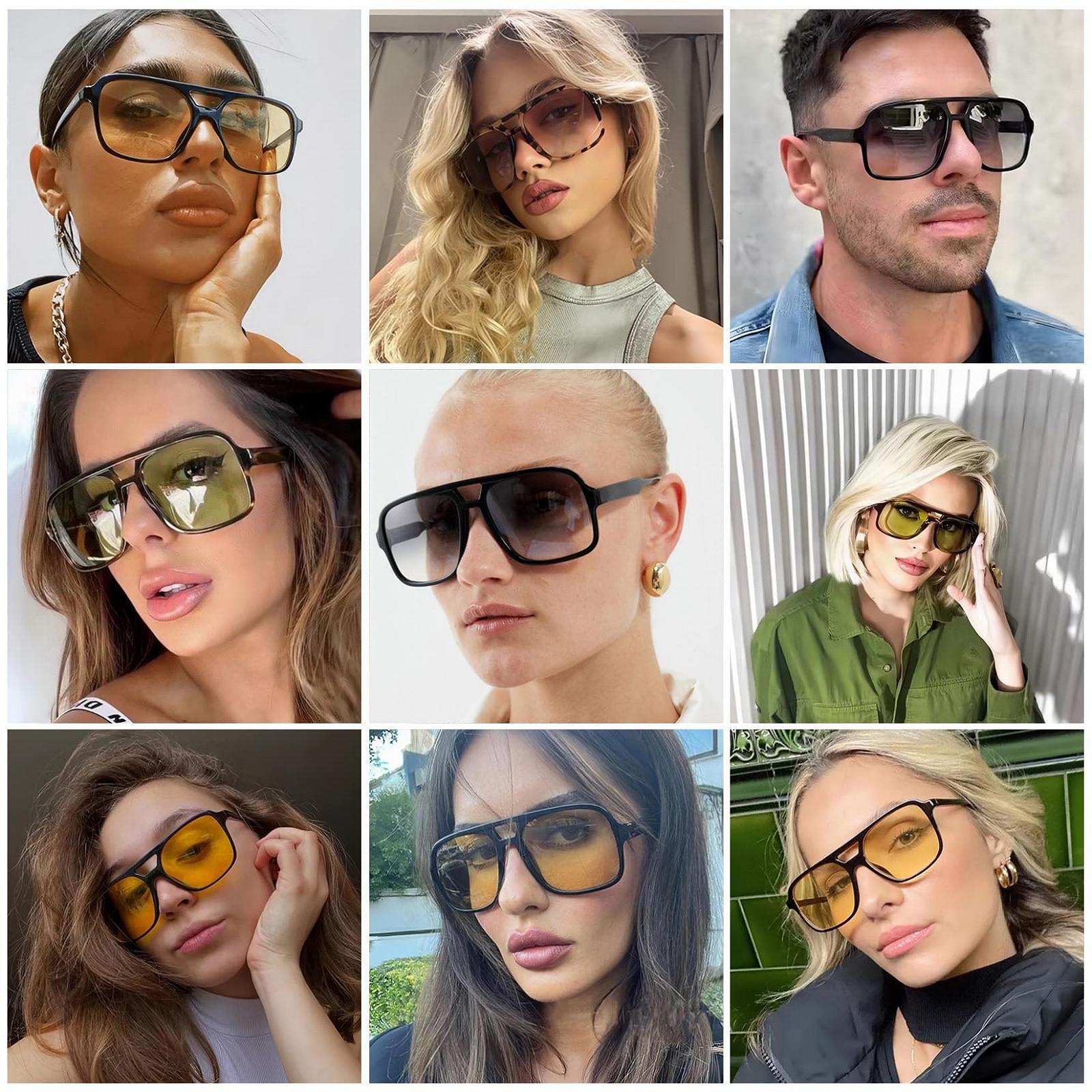 Сонцезахисні окуляри JCTAIFOO Ретро Класичні 70-х Прямокутні Oversized Квадратні, фото №3