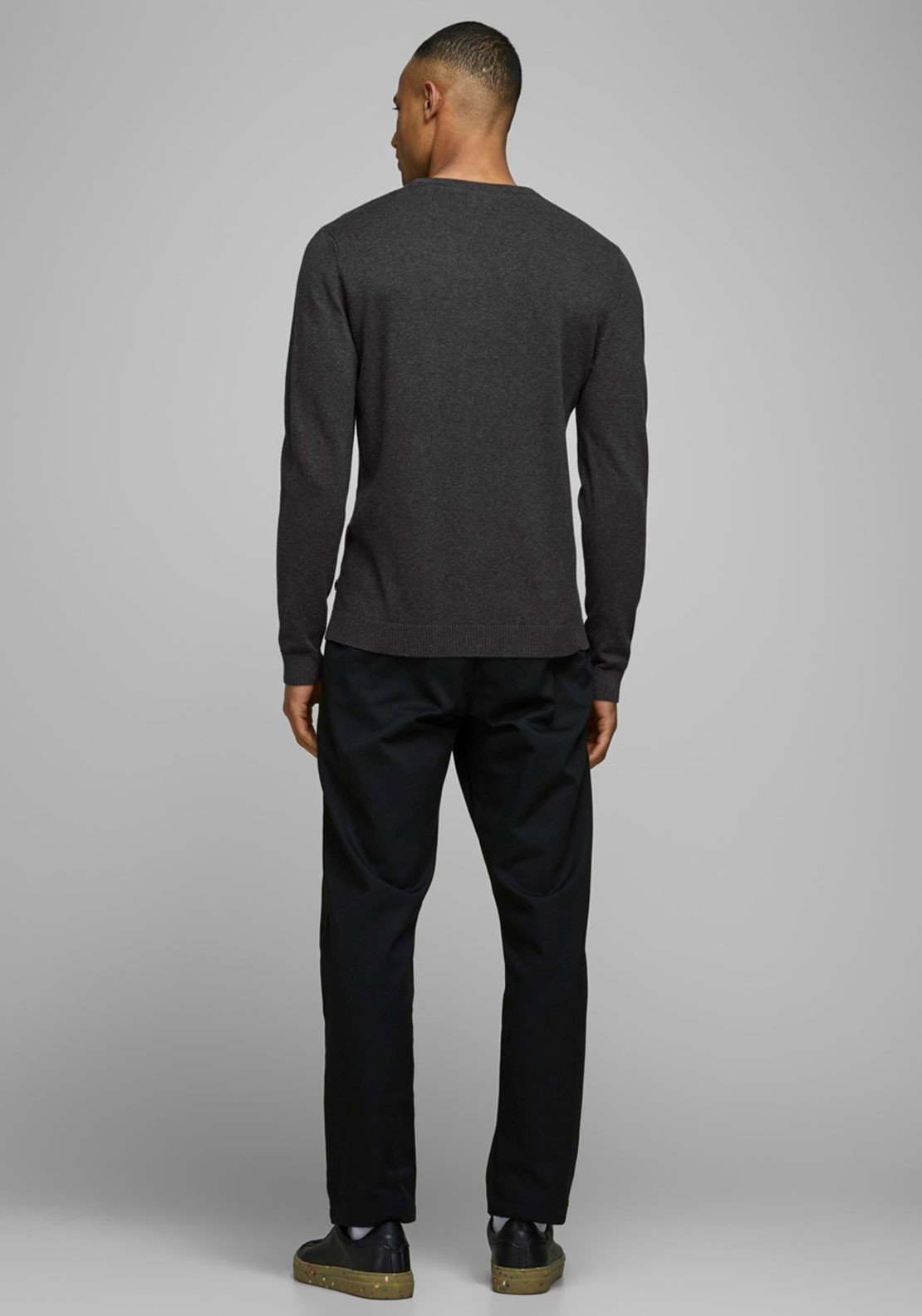 Пуловер JJEBASIC KNIT CREW NECK NOOS 12137190-Dark Grey Melange Jack&Jones Темно-сірий S, фото №2