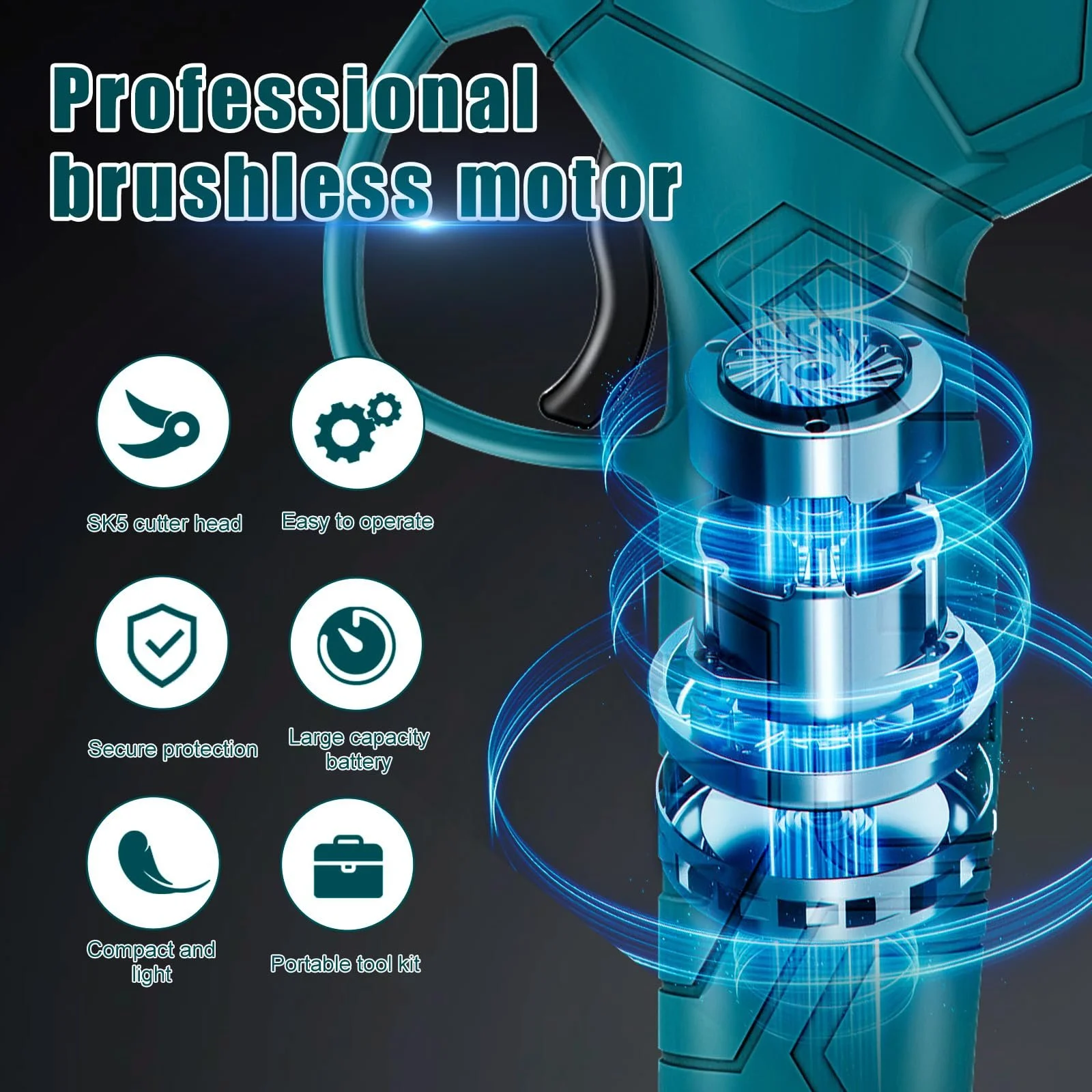 Секатор WingFly акумуляторний електричний 25 мм синій, фото №2 Секатор WingFly акумуляторний електричний 25 мм синій, фото №2