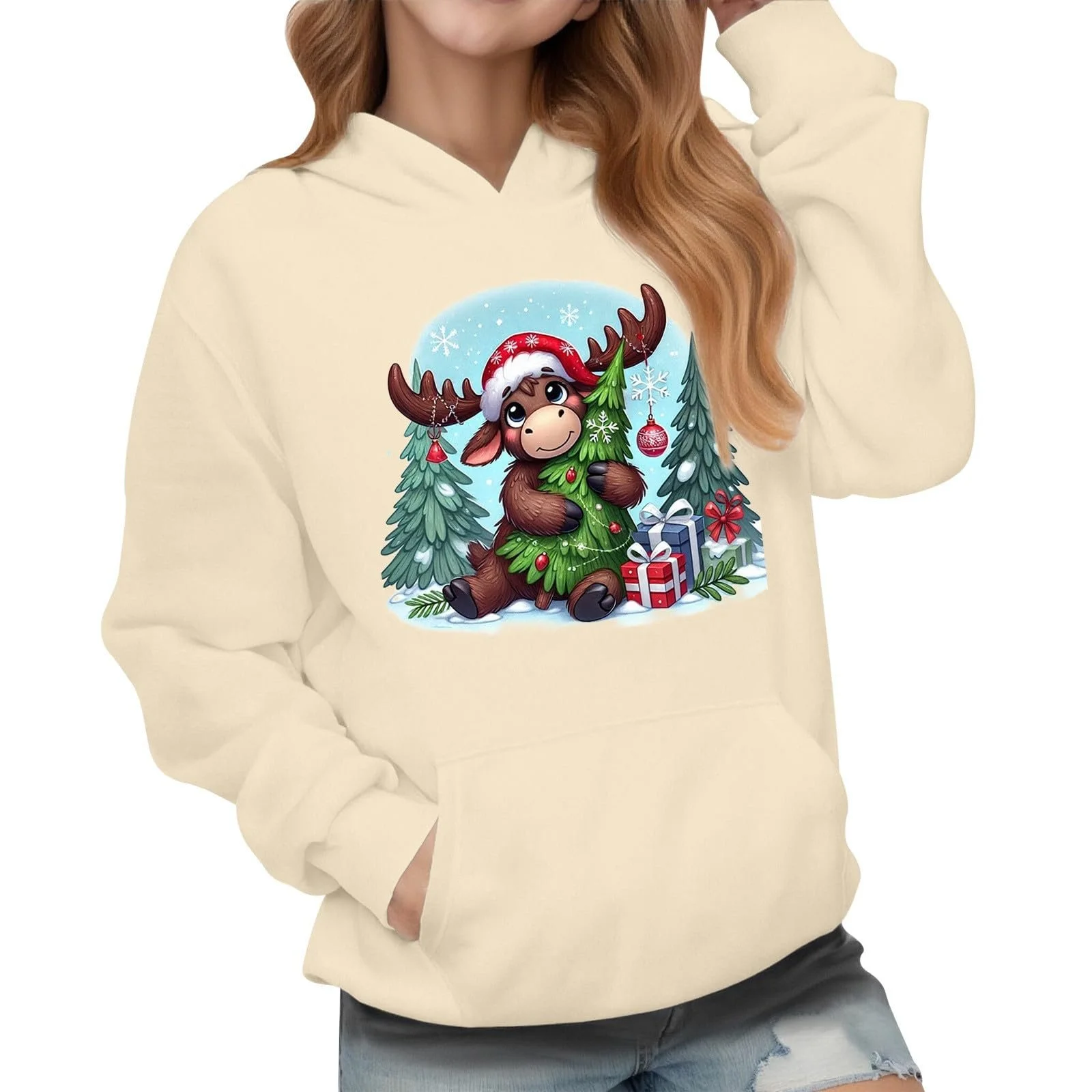 Рождественский джемпер для девочек, рождественская толстовка с круглым вырезом, рождественский джемпер с длинными рукавами и рождественским мотивом, уютный рождественский костюм, фото №1 Рождественский джемпер для девочек, рождественская толстовка с круглым вырезом, рождественский джемпер с длинными рукавами и рождественским мотивом, уютный рождественский костюм, фото №1