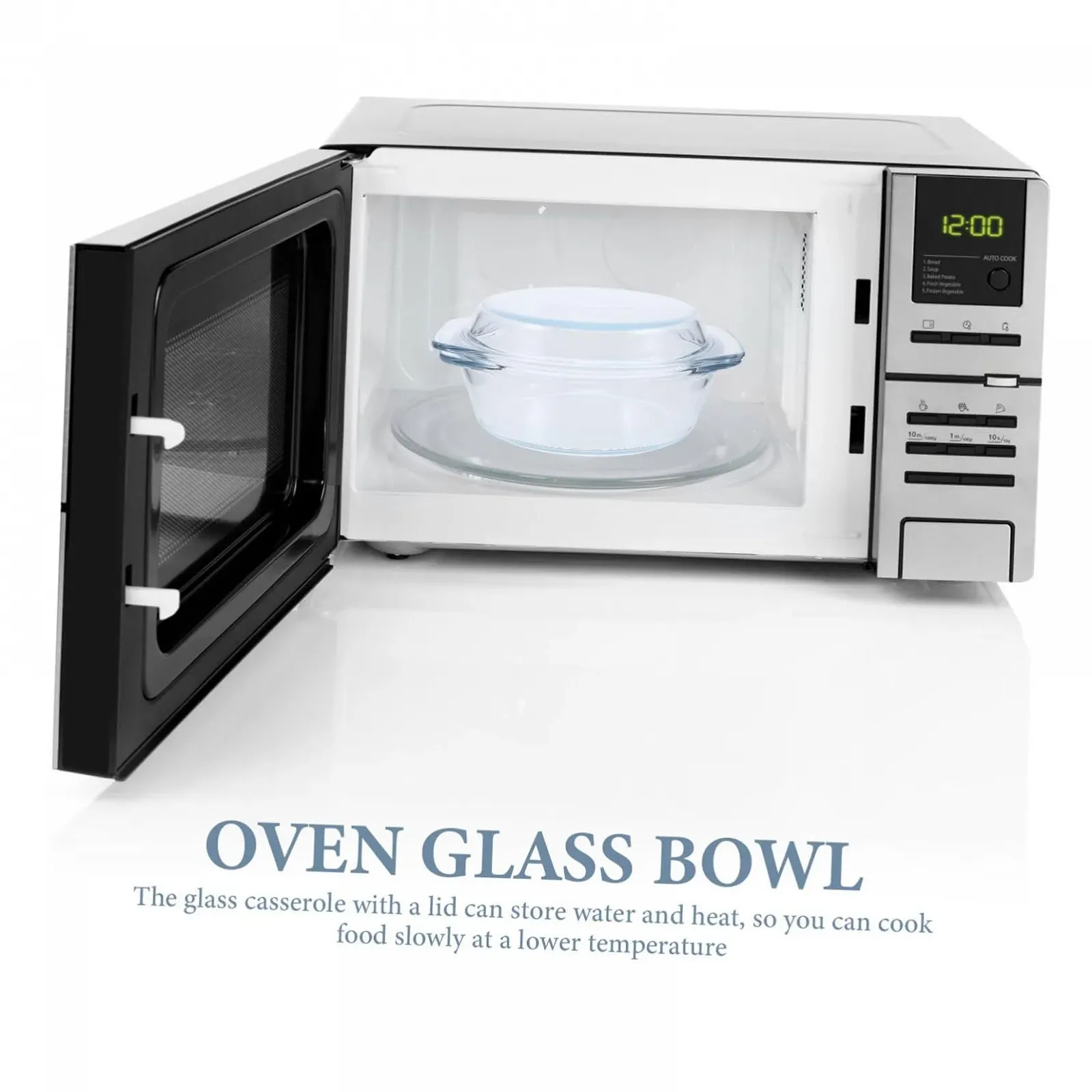 Форма для запекания TOYANDONA стеклянная с крышкой круглая термостойкая для микроволновой печи и духовки прозрачная, фото №2