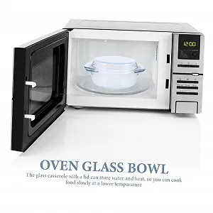 Форма для запекания TOYANDONA стеклянная с крышкой круглая термостойкая для микроволновой печи и духовки прозрачная synthetic.ua - Фото 1