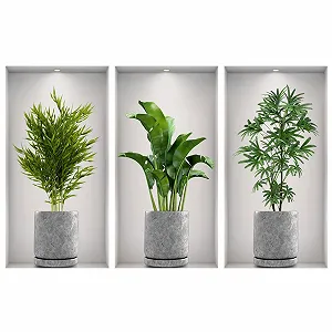 Наклейки на стіну Рослини 3D Самоклеючі 3 шт. 23 x 45 см - Фото 1