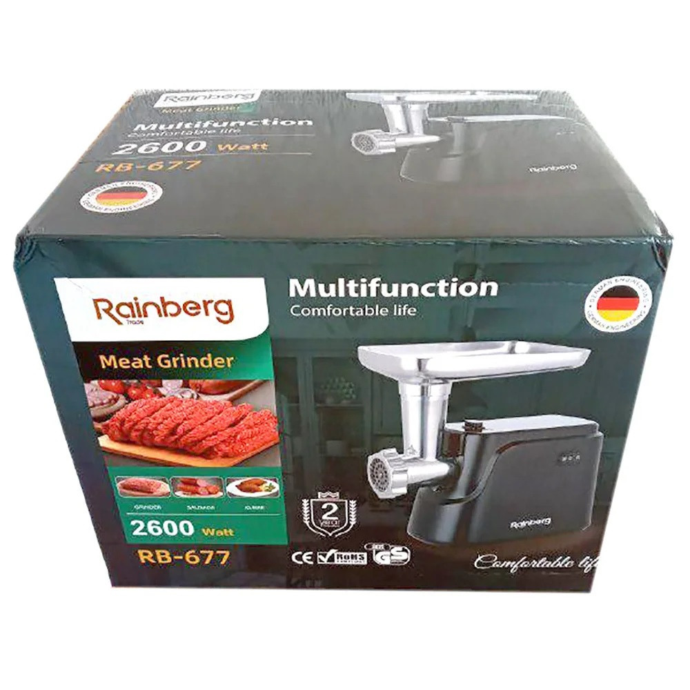 Электрическая мясорубка Rainberg RB-677 с насадкой для колбас и реверсом 2600W 2_009878, фото №3 Электрическая мясорубка Rainberg RB-677 с насадкой для колбас и реверсом 2600W 2_009878, фото №3