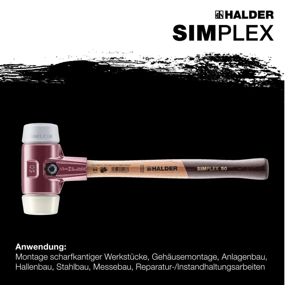 Молоток з м'яким бойком Halder Simplex 3038030 TPE-Mid/нейлон 30 мм Різнокольоровий, фото №5