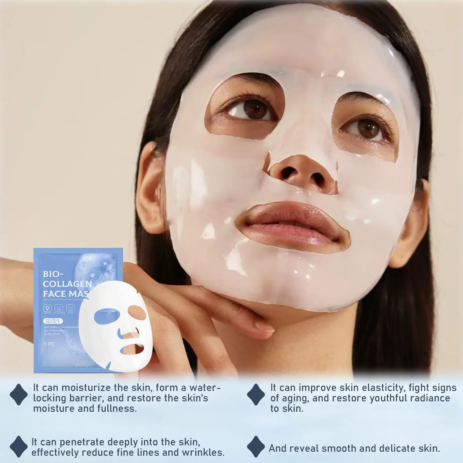 Маска для обличчя Паковання з 4 Organic Collagen Real Deep Anti-Wrinkle Lifting Moisturising Anti Ageing, фото №6