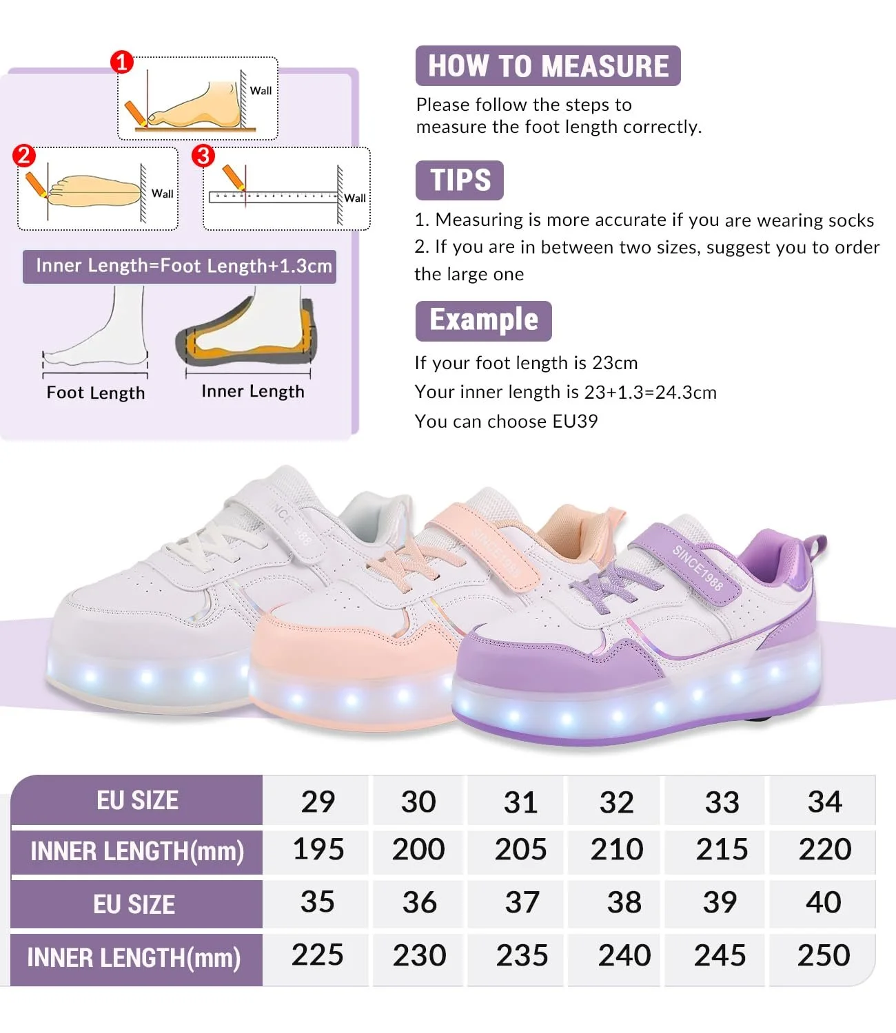 Роликовые кроссовки FANSU для мальчиков и девочек, детские светодиодные роликовые коньки с 4 колесами, выдвижные кроссовки для улицы, роликовые кроссовки 2-в-1, фото №5