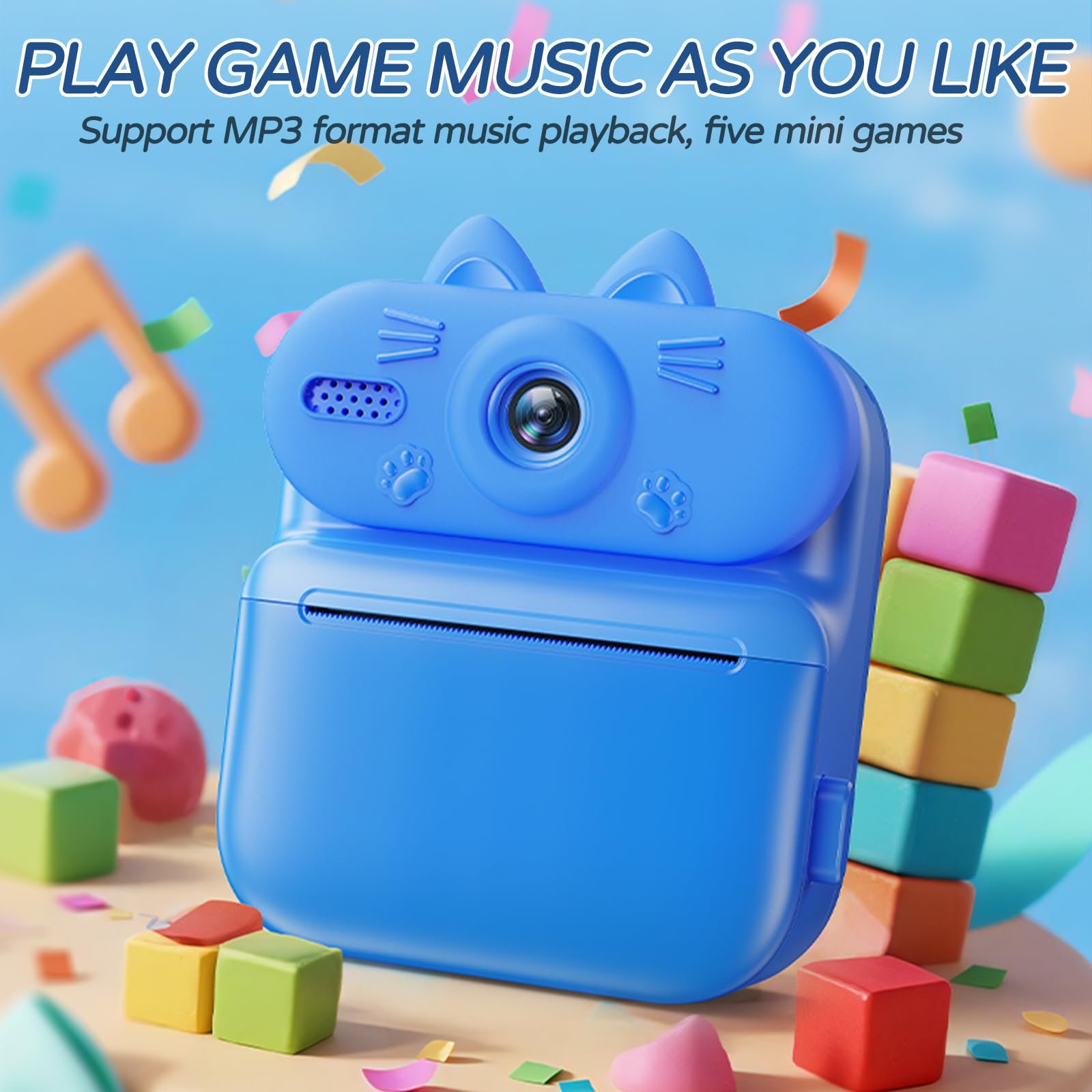 Детская камера с моментальной печатью Kids Instant Camera 48MP 1080p MP3 Cat Blue, фото №8 Детская камера с моментальной печатью Kids Instant Camera 48MP 1080p MP3 Cat Blue, фото №8