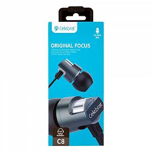 Проводные наушники с микрофоном и чистым звуком Celebrat C8 3.5 mm 1.2 м Black synthetic.ua - Фото 1