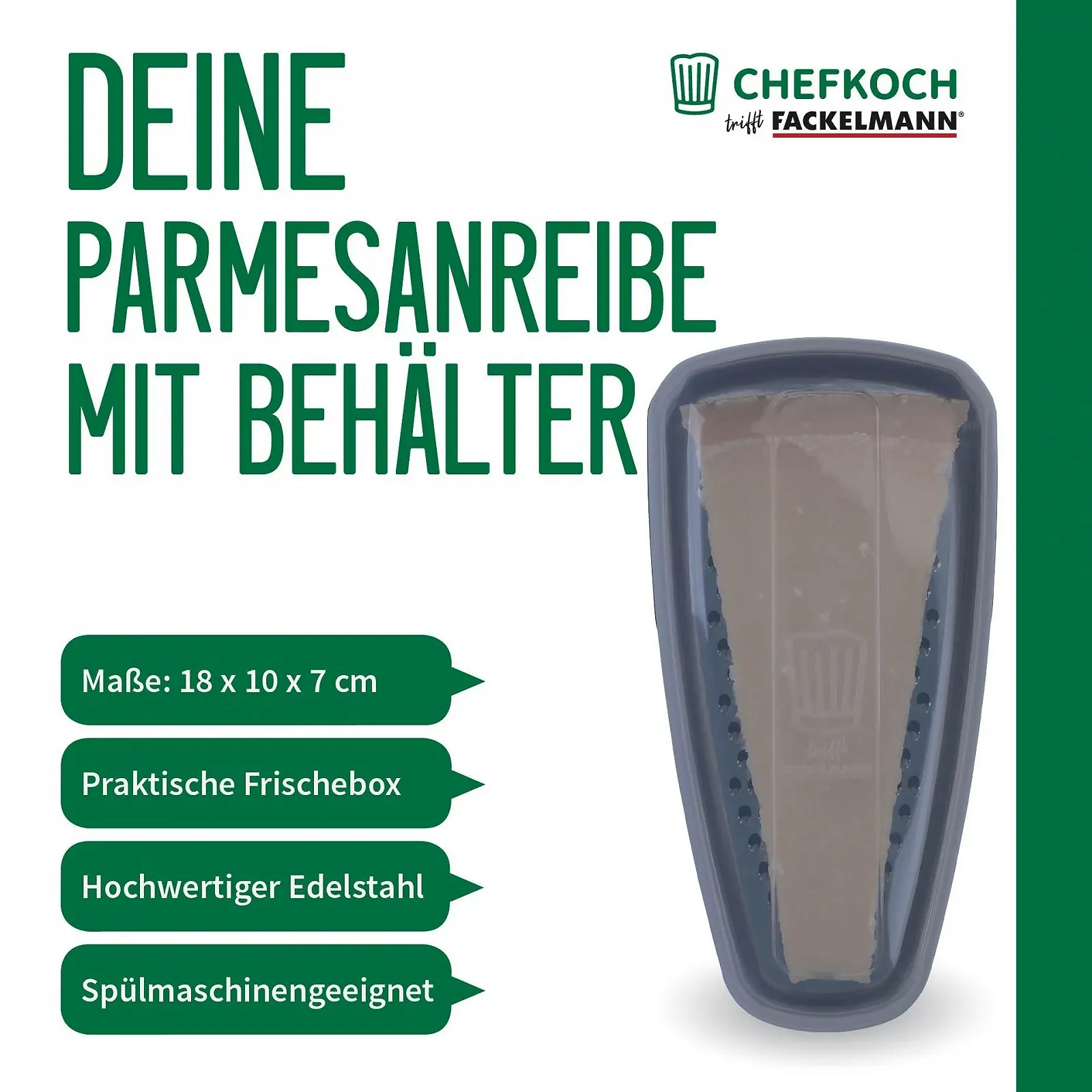 Терка Chefkoch trifft Fackelmann для пармезану з контейнером лезо з нержавіючої сталі, фото №2