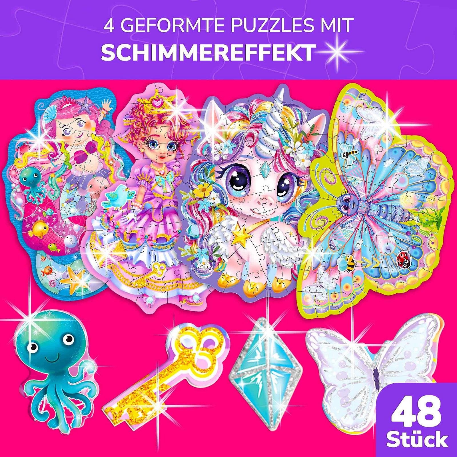 Пазл QUOKKA Shimmer Puzzle 4 шт по 48 см Unicorn Princess Mermaid Butterfly, фото №2 Пазл QUOKKA Shimmer Puzzle 4 шт по 48 см Unicorn Princess Mermaid Butterfly, фото №2