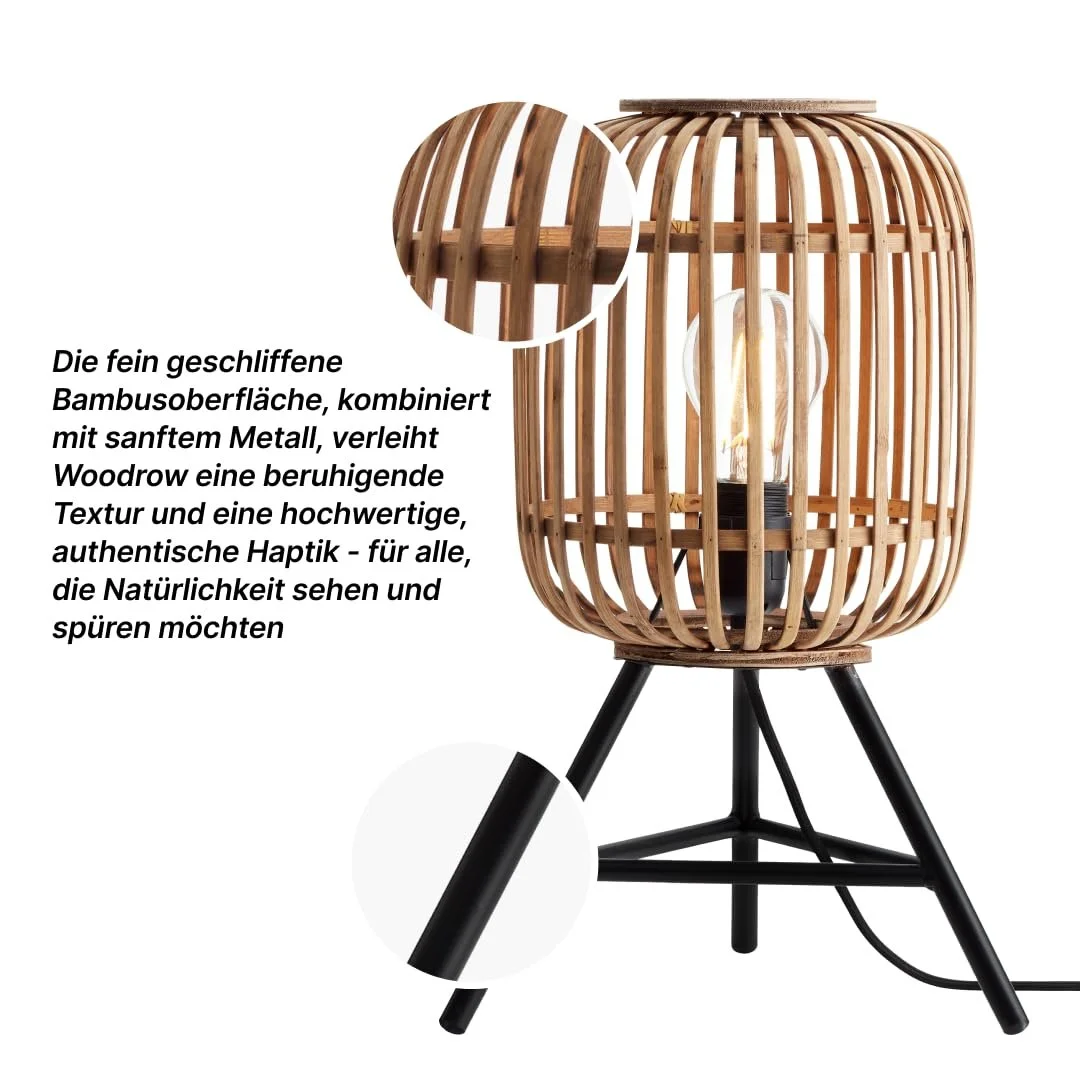 Настільна лампа BRILLIANT Woodrow 1x A60 E27 60 Вт Світло-коричневий, фото №5