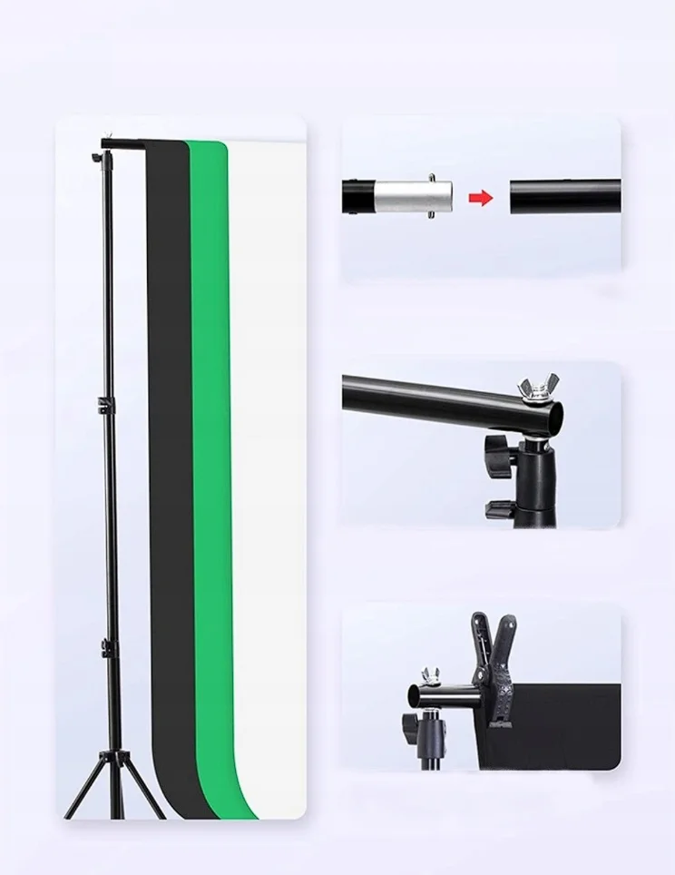 Студійний набір ESDDI PS-055 / Софтбокси 50x70 / Фотофон 2.6x3м / 5500K / 4 лампи 85W, фото №2