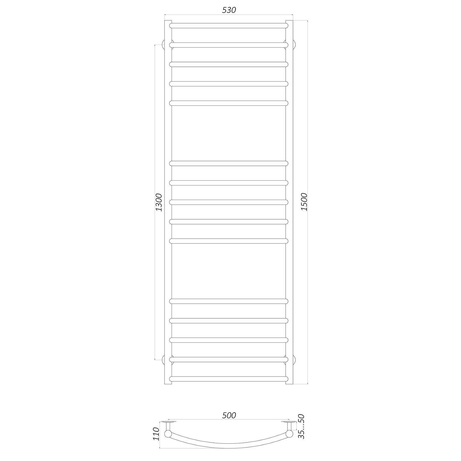 Рушникосушарка UNIO LDE W 1500-500-15 Драбинка Дуга Еліт вода, фото №4