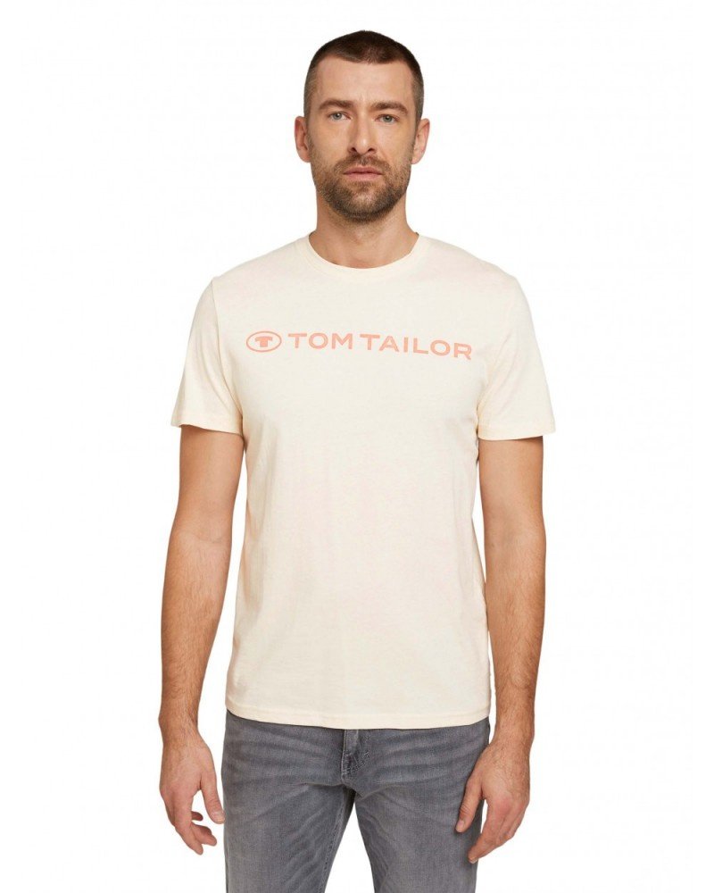 Футболка printed crewneck logo  1030527XX1028130 Tom Tailor Бежевий 3XL, фото №1