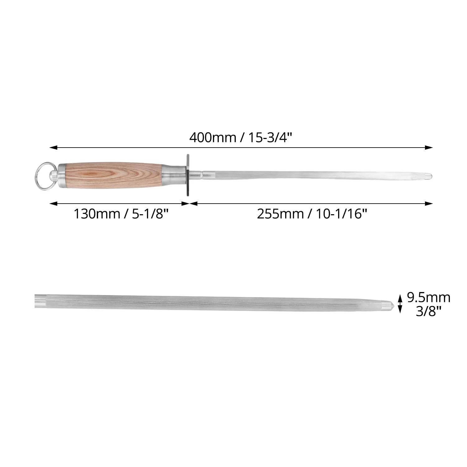 Мусат QWORK вуглецева сталь 39 см, фото №6